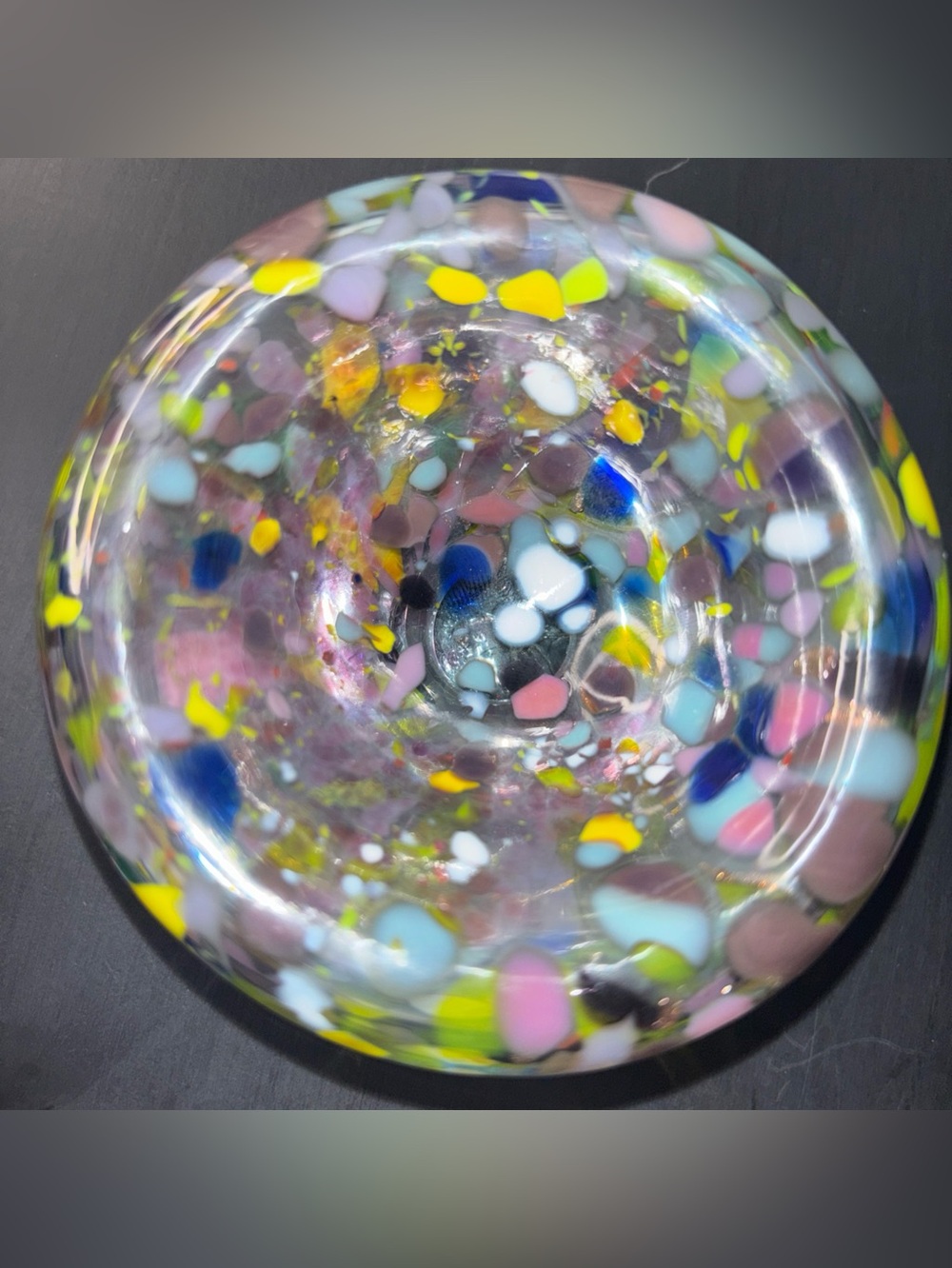 Hand Blown And Double Walled Confetti Glass Trinket Bowl
